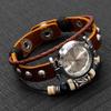 Vintage Leather Mens Wristwatch Punk Style Quartz Watch With Pull-Through Buckle Black Brown