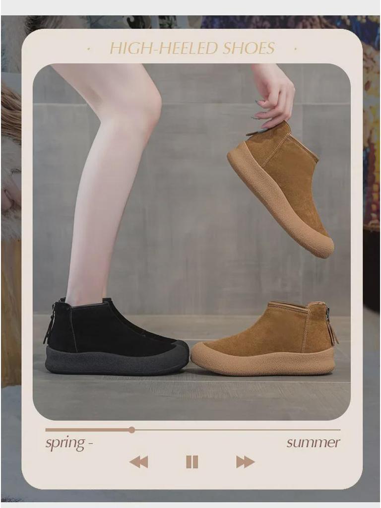 Dámské zimní zateplené sněhule s vysokým svrškem a silnou podrážkou, z tkané vlny a kožešiny, 2024