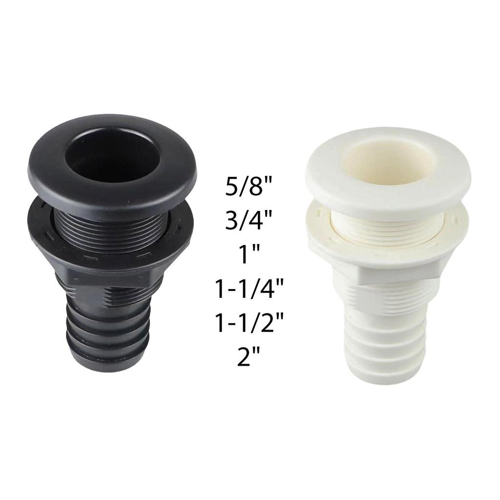 ABS Through Hull Fitting Boat Drainage Outlet Deck Drain Plug Overflow Component for Bilge Pump Yacht RV