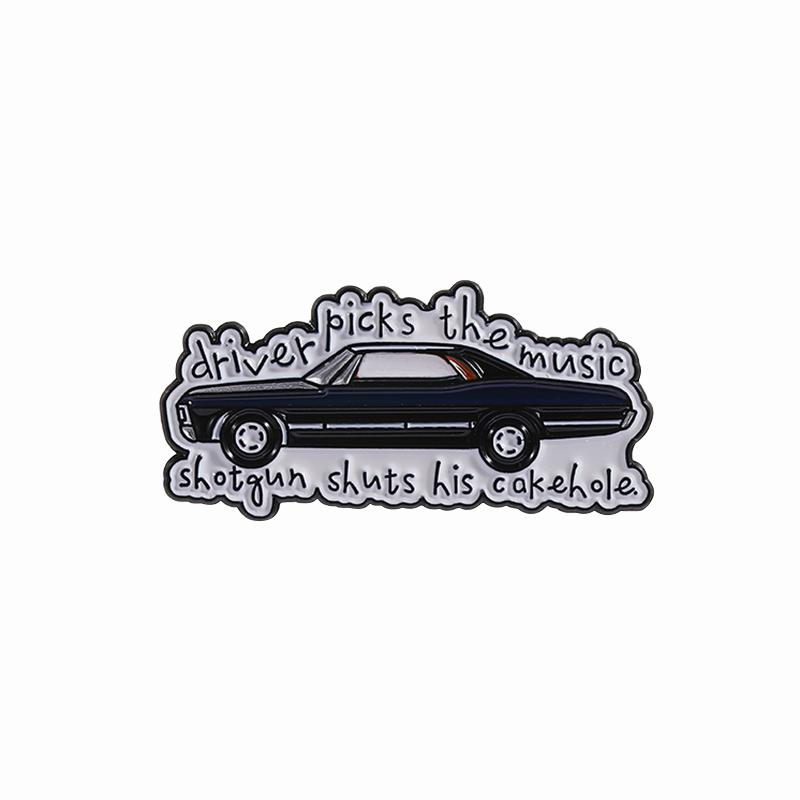 Supernatural TV Show Enamel Pin Driver Picks the Music Shotgun Shuts His Cakehole Brooch Lapel Badge Jewelry Gift For Friends