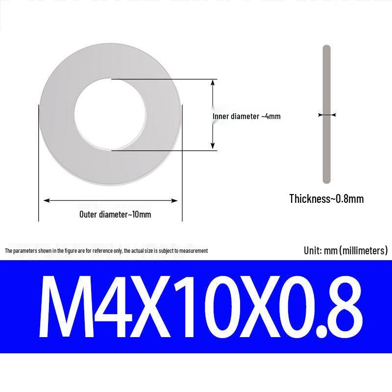 304 Stainless Steel Ultra-Thin Flat Washer, Thickness: 0.1/0.2/0.3/0.4/0.5 Mm, Sizes M1-M8