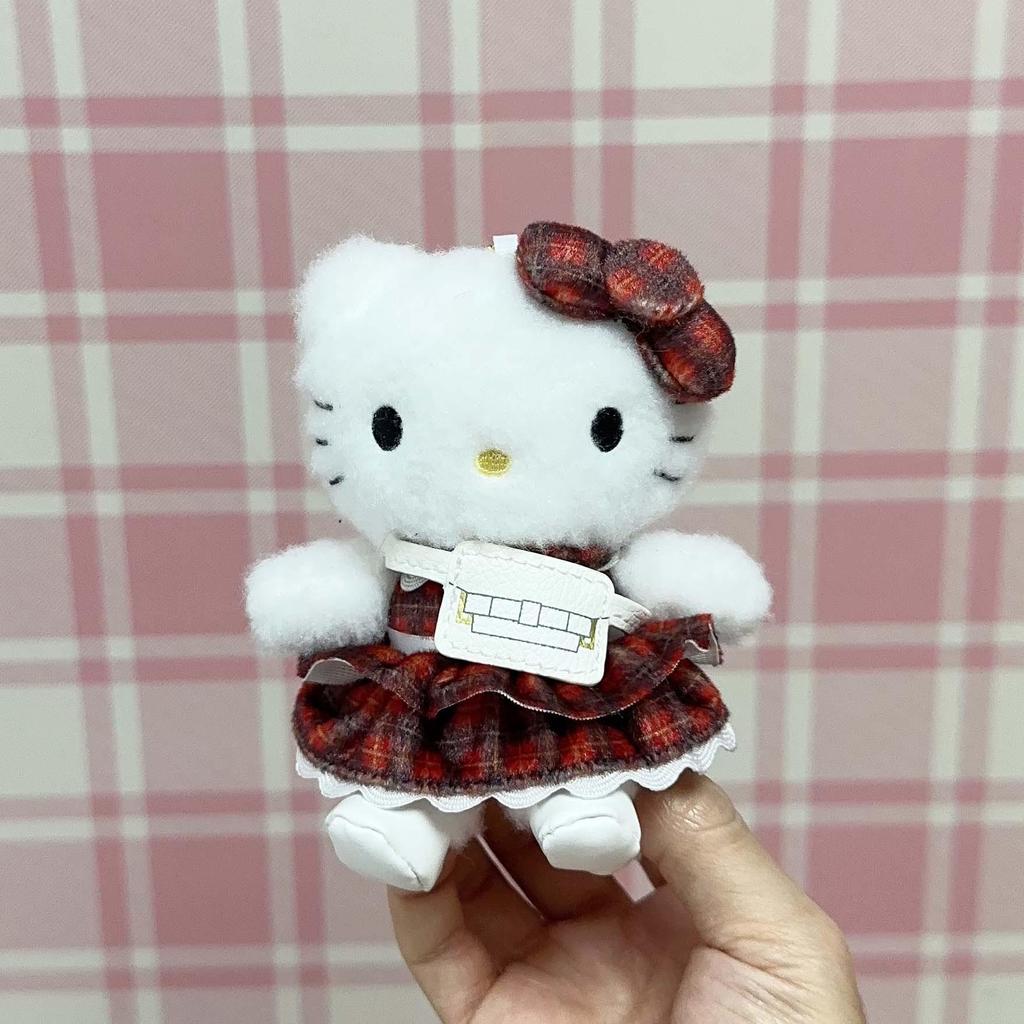 Heisei Series Collab: KT Plaid Skirt Cat Plush with Denim Pendant - Girly Birthday Gift