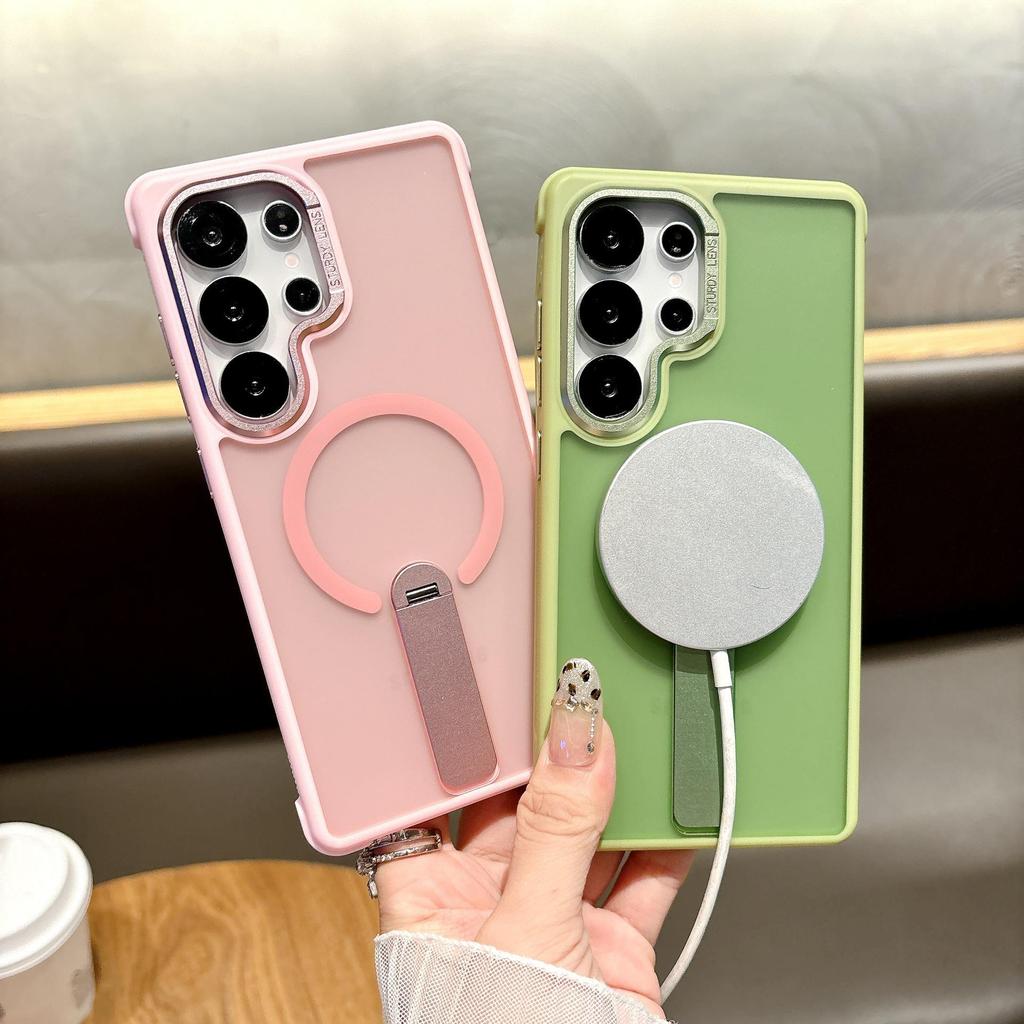 Magnetyczne etui Samsung S25 Ultra ze stojakiem: Matowe, Obrotowy Uchwyt, Odporne na Upadki Etui