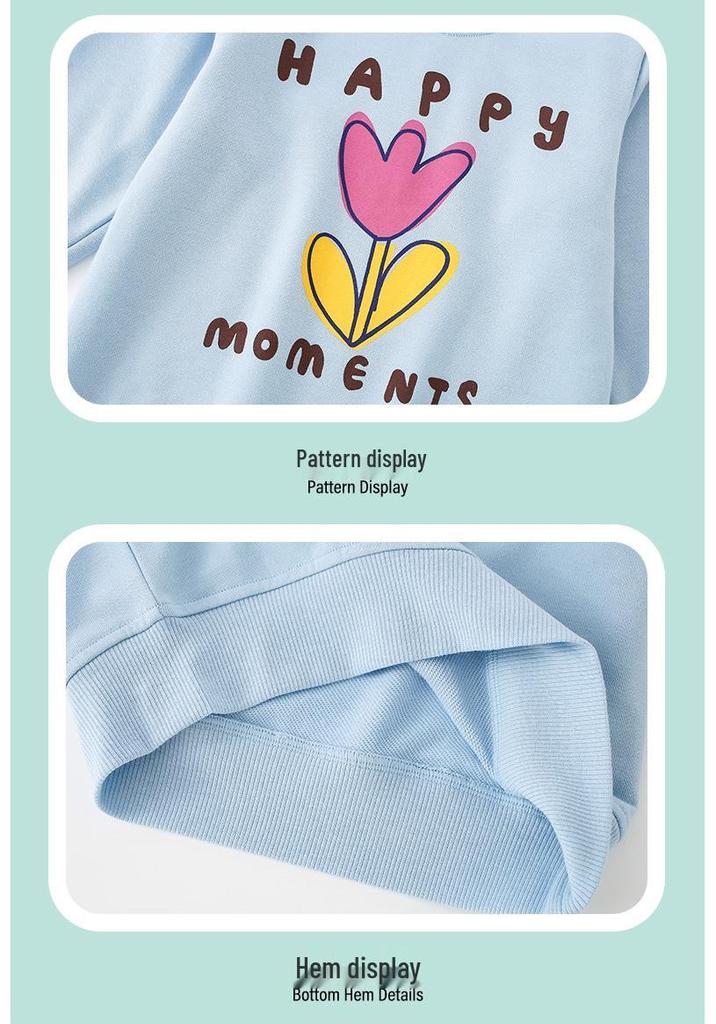 Sweet & Cute Children's Cartoon Flower Sweatshirt - 26 Autumn/Winter, Round Neck, Long Sleeve