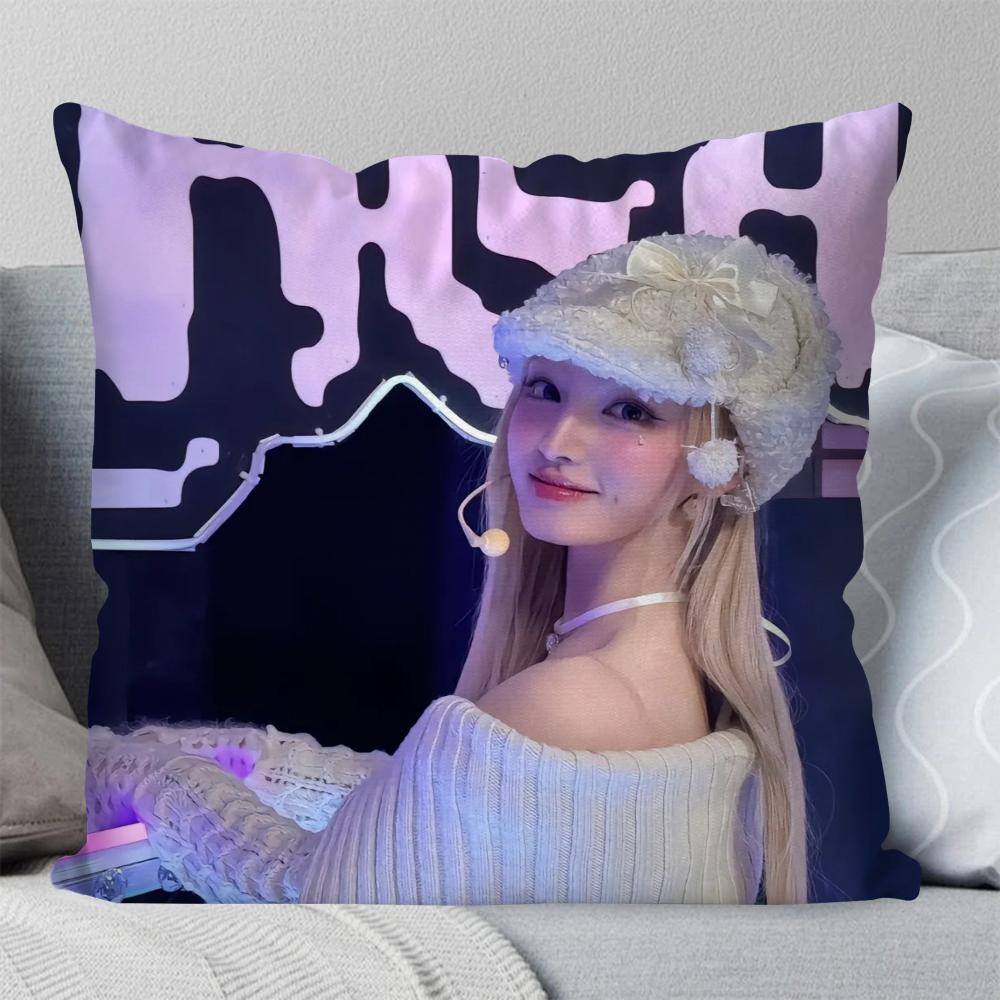 Liz Girlgroup I-ive Kissenbezug Quadratisches Kissen Schlafzimmer Sofa Freizeit Komfort Kissen Auto Wohnzimmer Heimdekoration 40X40