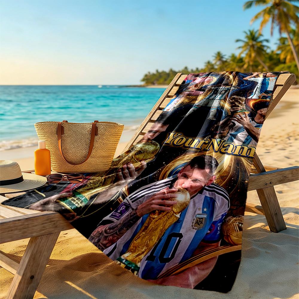 Messi Customized Name Beach Towel Super Soft Microfiber Quickdry Fabric Ideal for Travel Outdoor Swim Pool Yoga Surf Camping Hiking Gym Gift Holiday