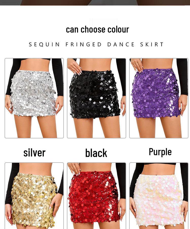 Sexy High Waist Sequined Dance Skirt