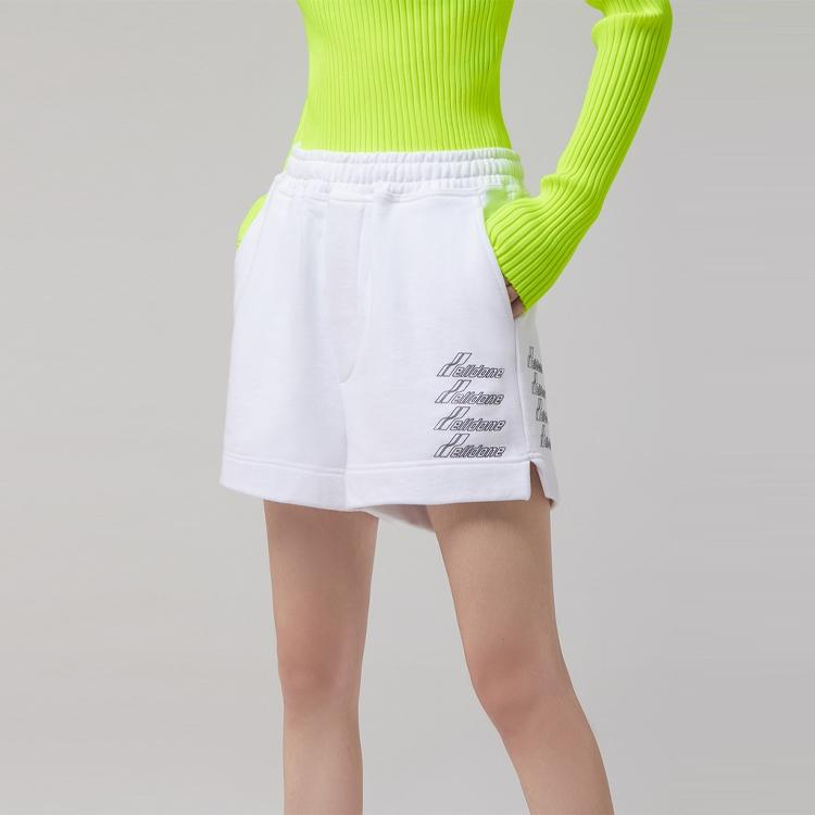 We11done Logo Print Mid-Rise Loose Fit Elastic Shorts Unisex shorts White WD-TA8-20-111-U-WH