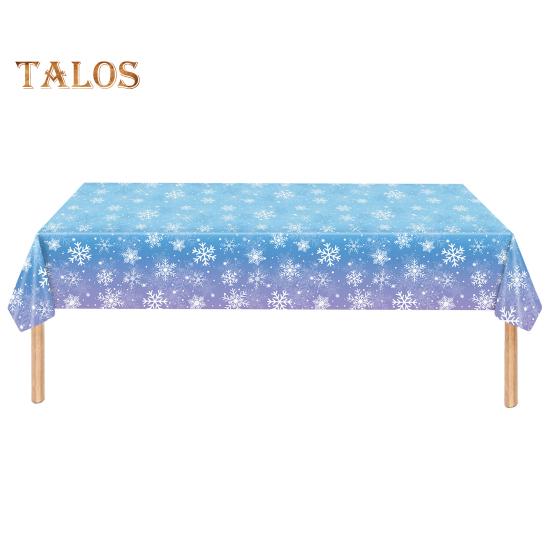 3/6 Pack Christmas Tablecloth Winter Holiday Snowflake Dining Tablecloth Plastic Disposable Table Cover for Christmas Party Decoration