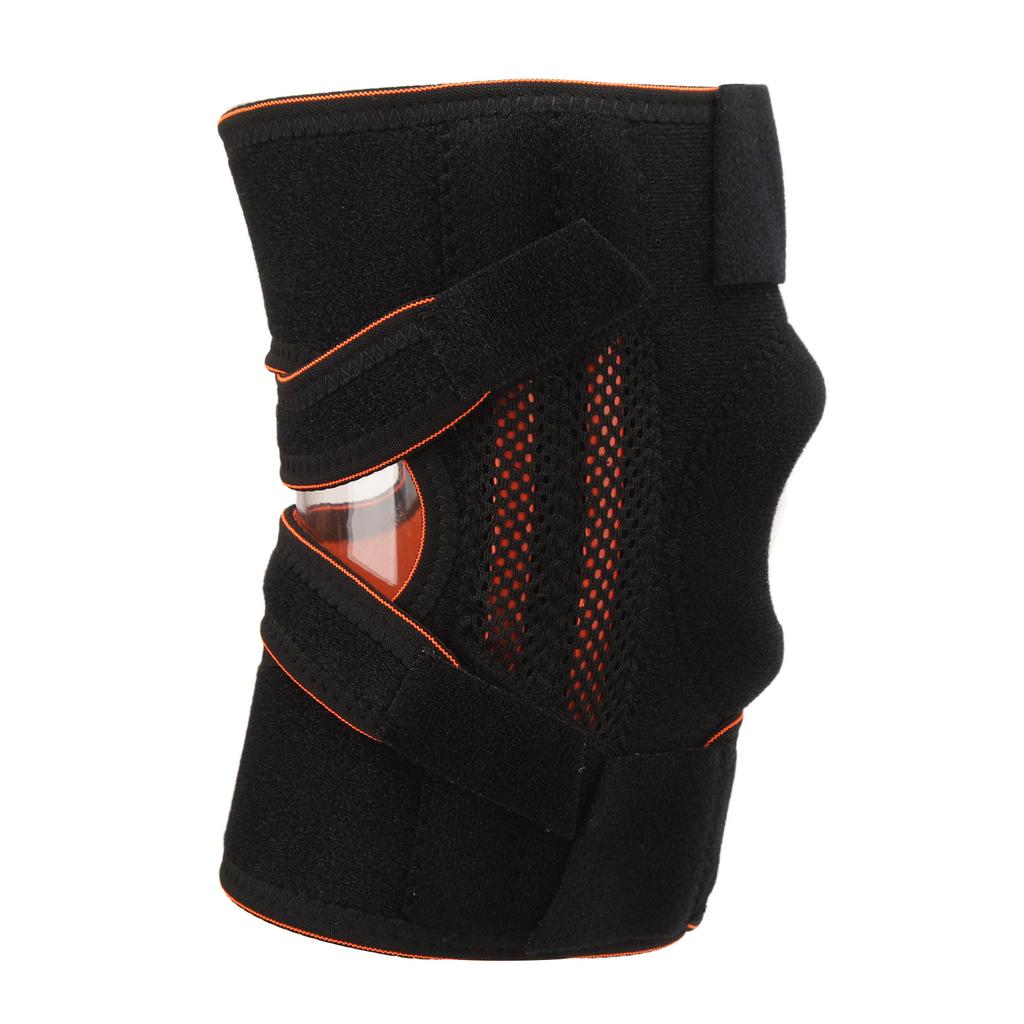 Black Unisex Sporting Knee Support Adjustable Silicone Spring Hollow Open Type Knee Brace