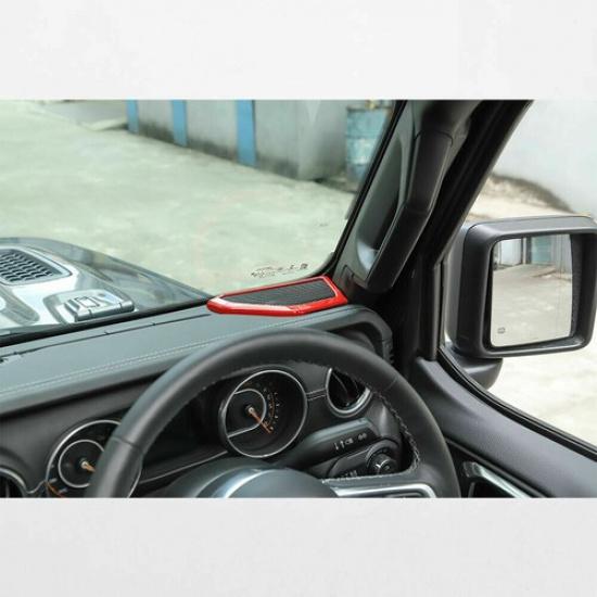 2x A Pillar Stereo Speaker Cover Trim Accessories For 2018+ Jeep Wrangler JL Red