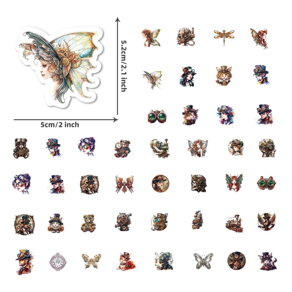 

Набор из 50 стикеров в стиле стимпанк, детские стикеры в панк-стиле, механические стикеры для DIY, стикеры для стаканов с водой