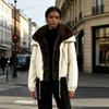 American retro lapel big fur collar cotton clothes  autumn and winter loose short suede loose and thin pie overcome