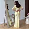 2026 Summer Women's Elegant Lace-Up Slimming High-Waisted Dress
