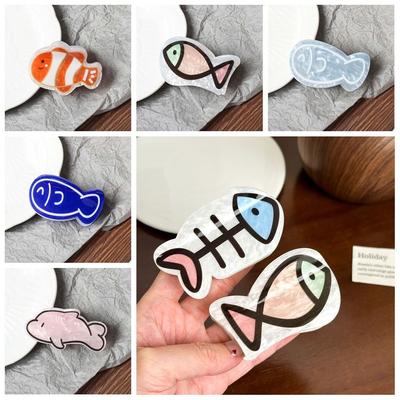 Dolphin Cartoon  Hair Claw Fish Bone Acrylic Shark Clip Personalized Cute Fish Hair Grab  Girls