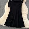 Autumn Winter Women Elegant V-neck Full Sleeve Knitted Pullover Sweater Long Maxi Party Mermaid Dresses