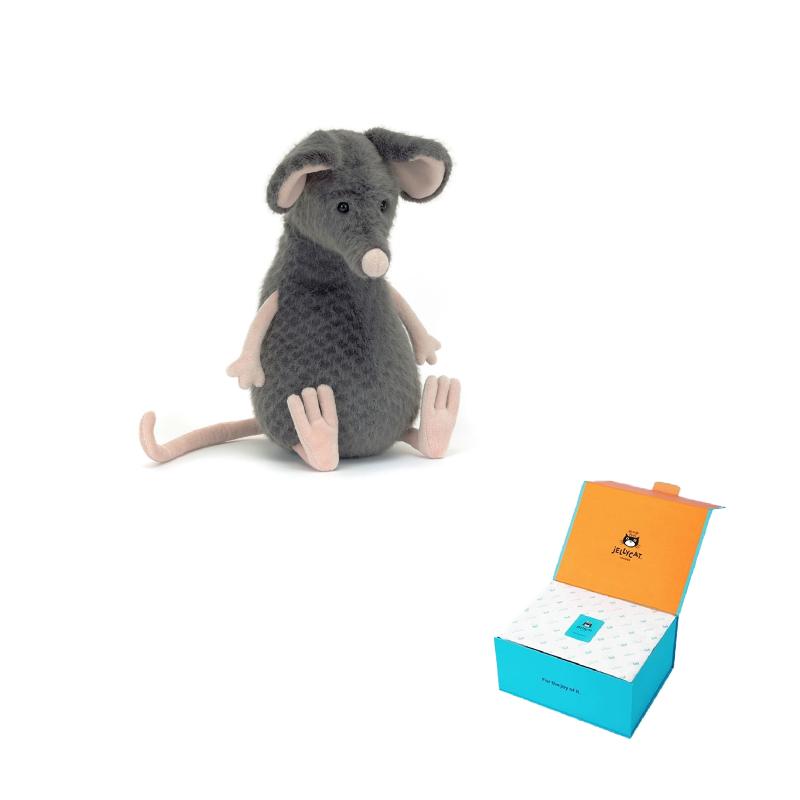 

JELLYCAT Woods Animal Series Lachlan Sad Rat Lachlan Sad Rat Grey Doll Plush Figure Sitting 24cm High Full of Sweetness Box