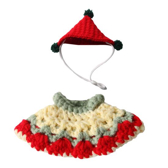 1 Set Abbigliamento per Criceti Cappello a Maglia con Cinturino Regolabile Top all'Uncinetto Costume per Criceti Porcellini d'India Piccoli Animali Accessori Pet