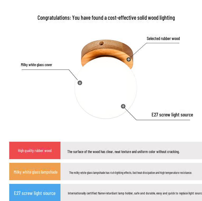 Modern Solid Wood LED Ceiling Lamp for Bedroom or Living Room