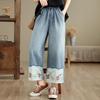 Pantalones vaqueros anchos bordados de verano Fengxiao 2025