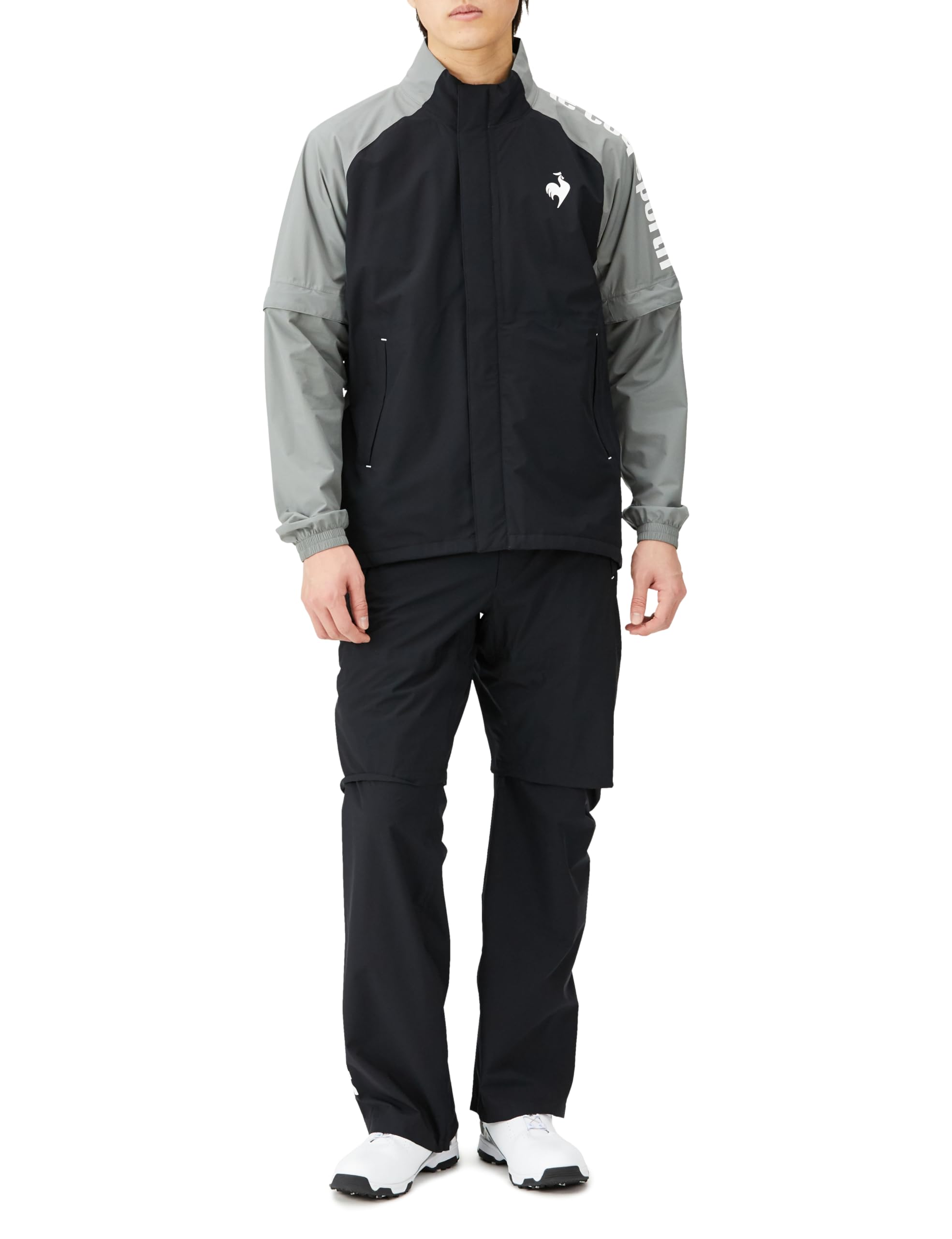 

Le Coq Sportif Golf Stretch Forcer Rainwear Top and Detachable Storage Water BK00 Size LL Set, Bottoms, Sleeves, Ventilation, Pouch, Resistant,