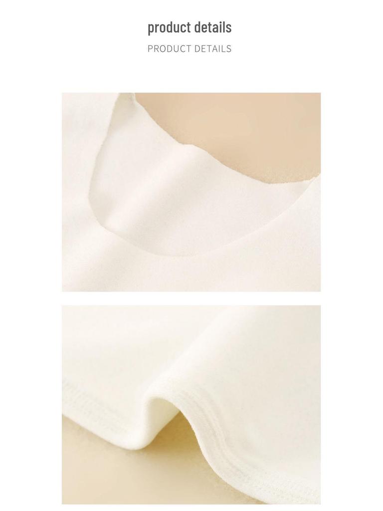 Kids' Fleece-Lined Seamless Winter Vest, Sleeveless White Camisole T-shirt with Belly Protection for Boys and Girls