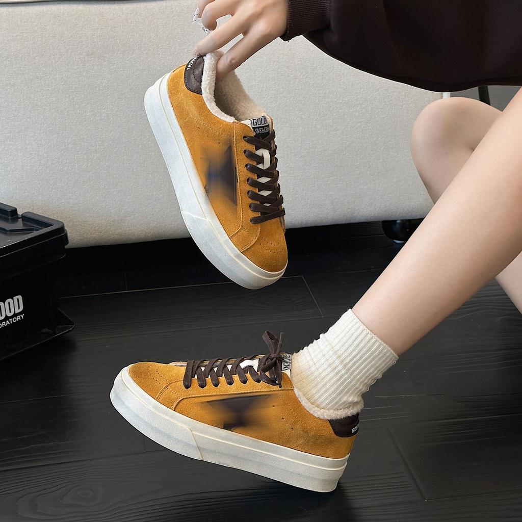 Leather Star Small Dirty Shoes Women's Winter Retro Old Velvet Warm Fashion Casual Versatile Board Shoes