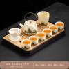 Business Gifts Ru Kiln Qingshan Tea Set Retro Light Luxury Set with Tea Tray Household Tea Souvenir