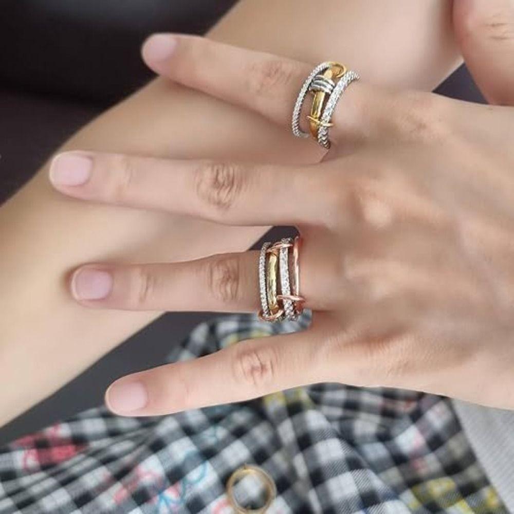 Stainless Steel Stackable Ring Full Diamond Zircon Rings for Women Fashion Gold Rings Perfect Gift