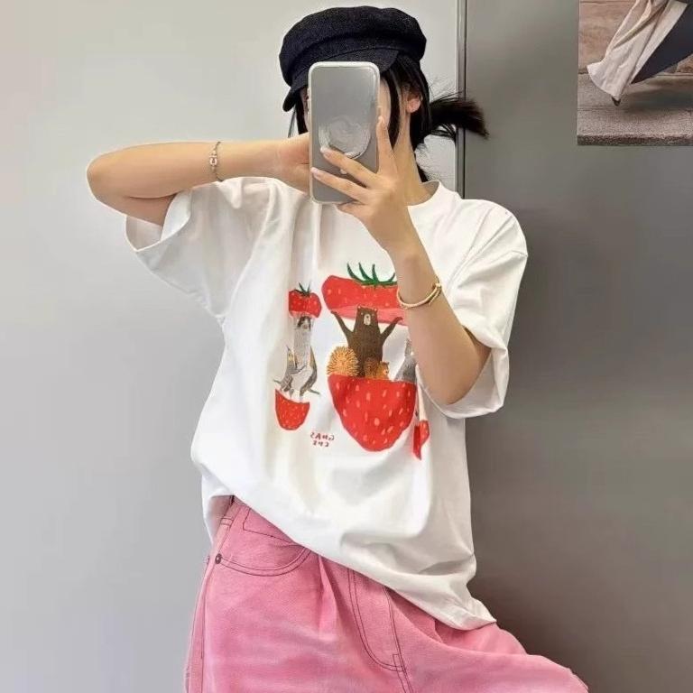 Verão 100% algodão Casual camiseta oversized Feminina Streetwear Harajuku desenho animado engraçado Camisetas de manga curta Feminina branca Y2k Tops