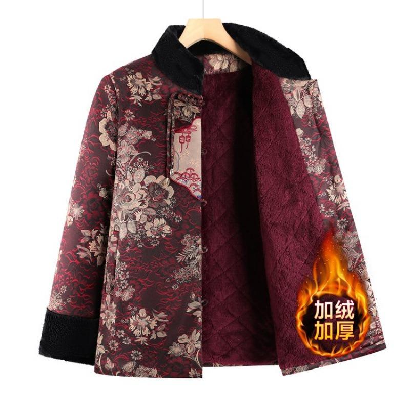 Winter padded jacket velvet padded jacket old lady jacket thickened padded jacket to keep warm