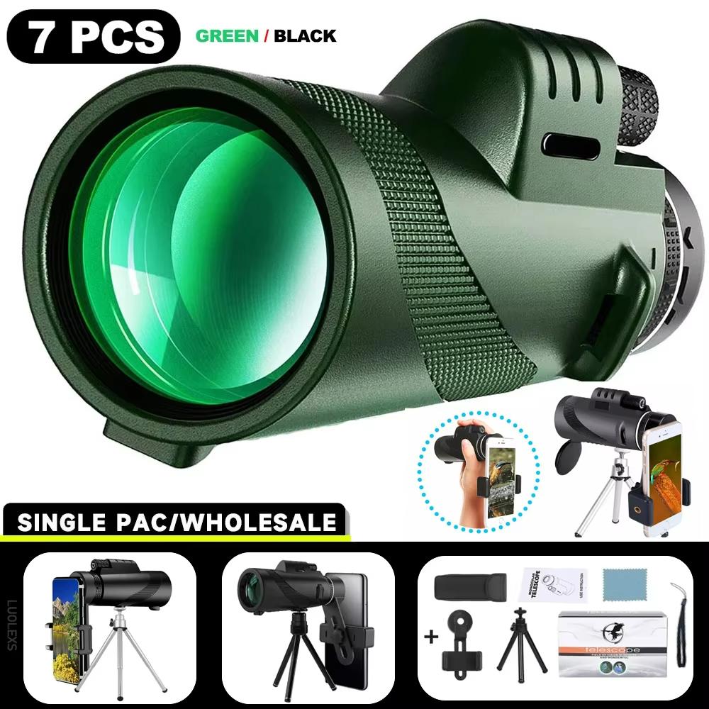 80x100 Monocular Telescope with Tripod and Phone Clip with Colour Gift Box for Outdoor Camping Hiking