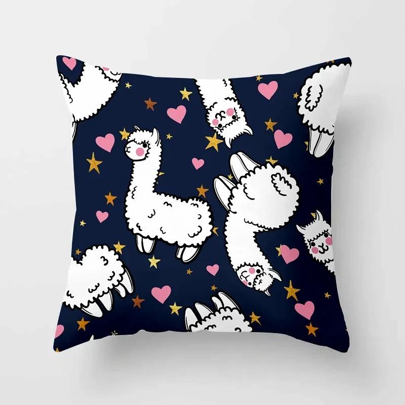Alpaca Cartoon Cactus Study Pillowcase Office Living Room Home Pillowcase Car Ornaments