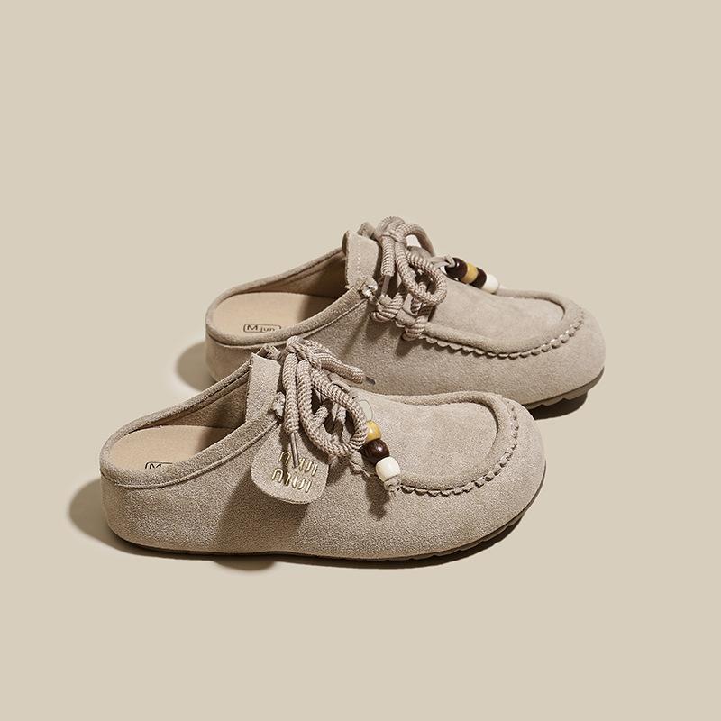 One Pedal Kangaroo Shoes Half Drag Women's Model 2025 New Early Autumn Niche Outside Wear Casual Fashion Versatile Bag Head Drag