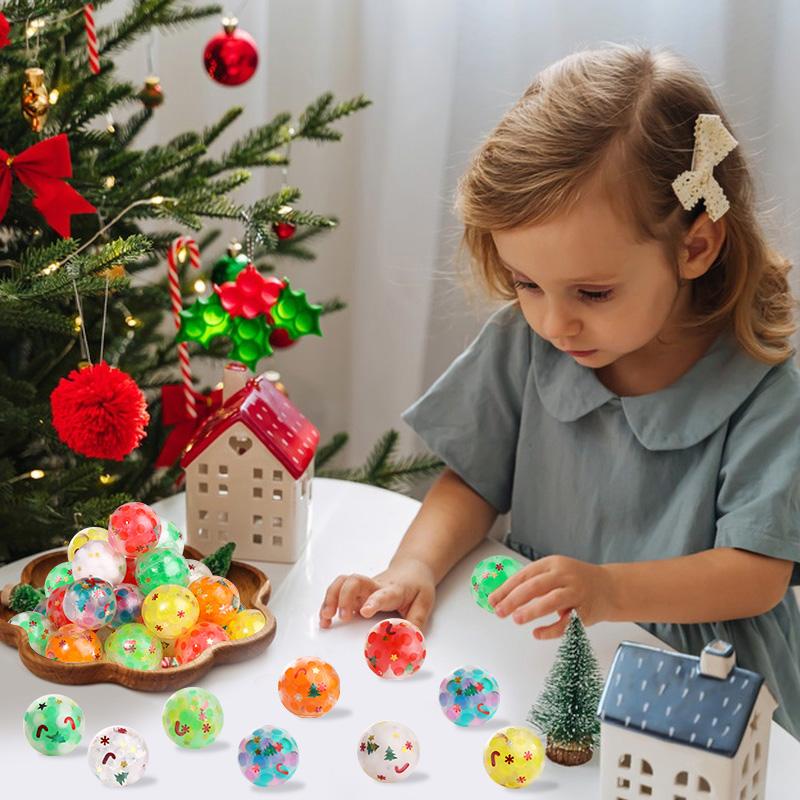 24Pcs 3.5cm Christmas Soft Squishy Ball Stocking Stuffers Kids Gift Adult Sensory Toy Birthday Party Goodie Bag Pinata Filler
