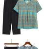 Summer Print Two-Piece Set for Middle-Aged and Elderly Women: Short-Sleeved Top and Grandma Style Outfit