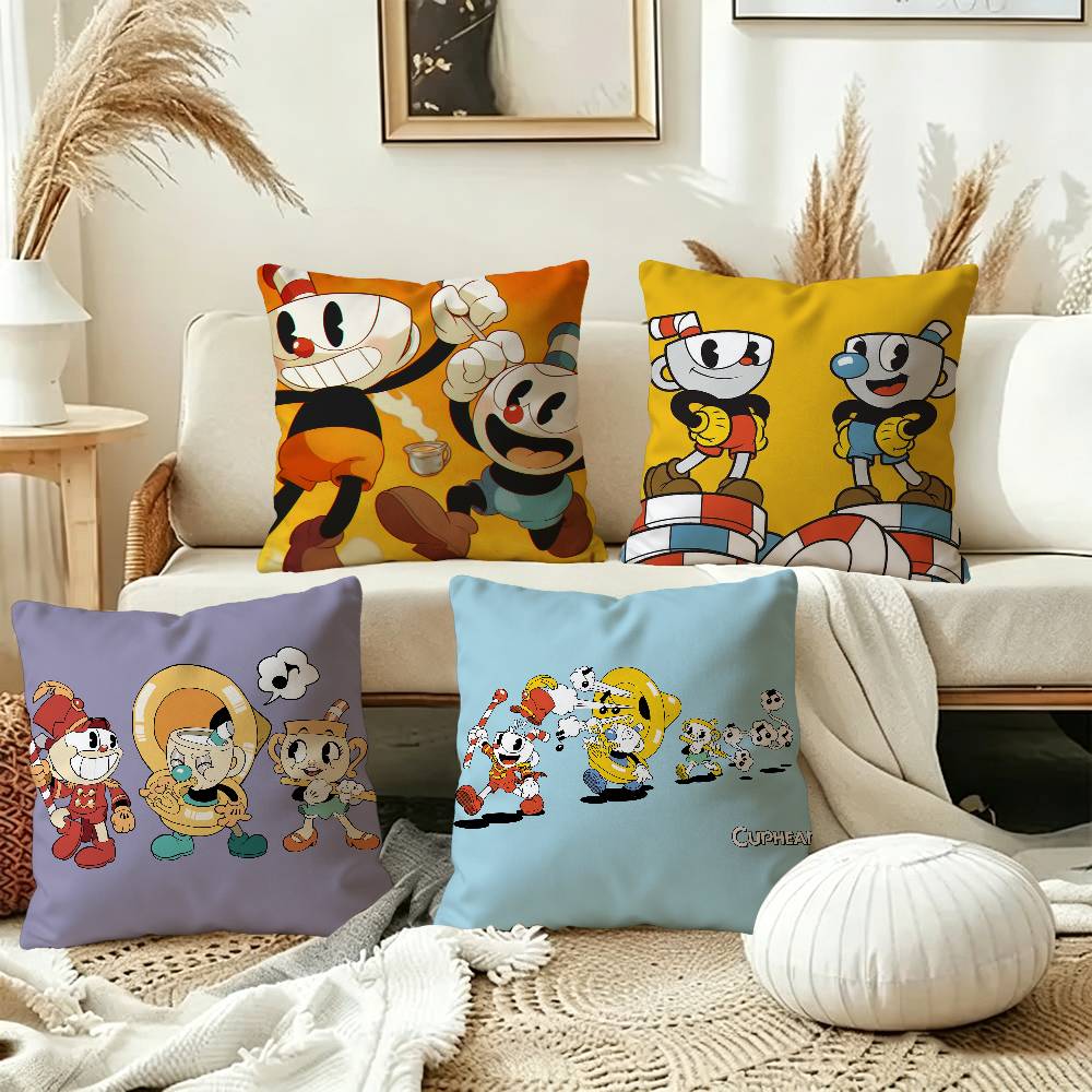 Game Cuphead Cushion Cover Polyester Sofa Cushions Decorative Throw Pillows Home Decoration Pillowcover