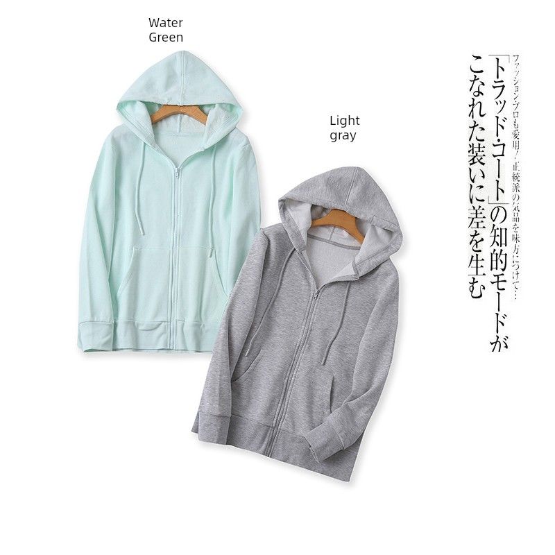 

Fleece-Lined Foreign Trade Couple s Hooded Collar Casual Sweatshirt Light gray C- 10-9-2 UK16