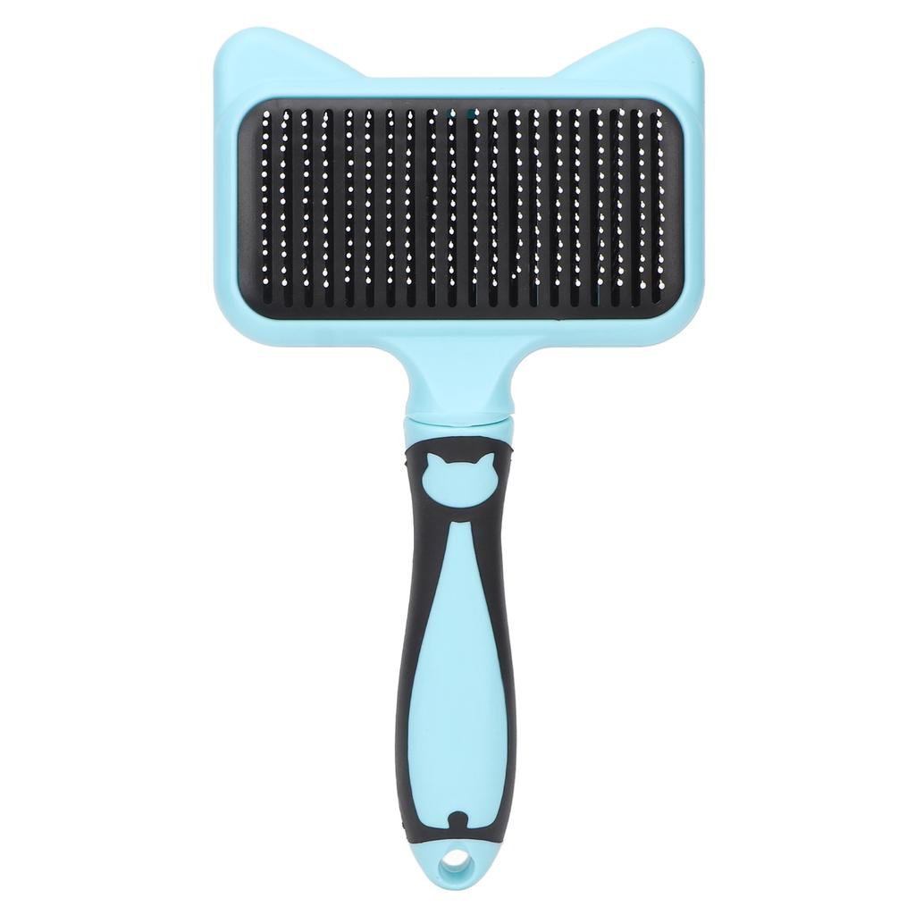 Cat Grooming Brush 140 Degree Curved Teeth Massage Function Pet Self Cleaning Brush with Resin Protection Point Blue