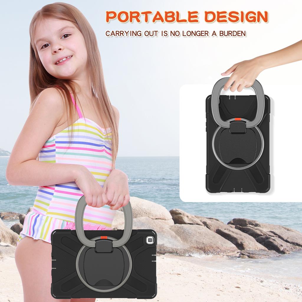360 Rotating Kids Case For Samsung Galaxy Tab A 8.0 2019 SM-T290 SM-T295 Heavy Duty Stand Cover With Handle Grip Shoulder Strap