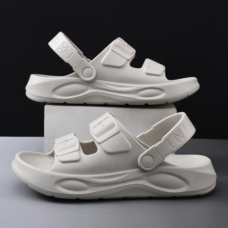 

Однословные шлепанцы мужские летние новые толстоподошвенные для вождения нескользящие дезодорирующие и износостойкие пляжные сандалии из ЭВА 44-45 светло-серый