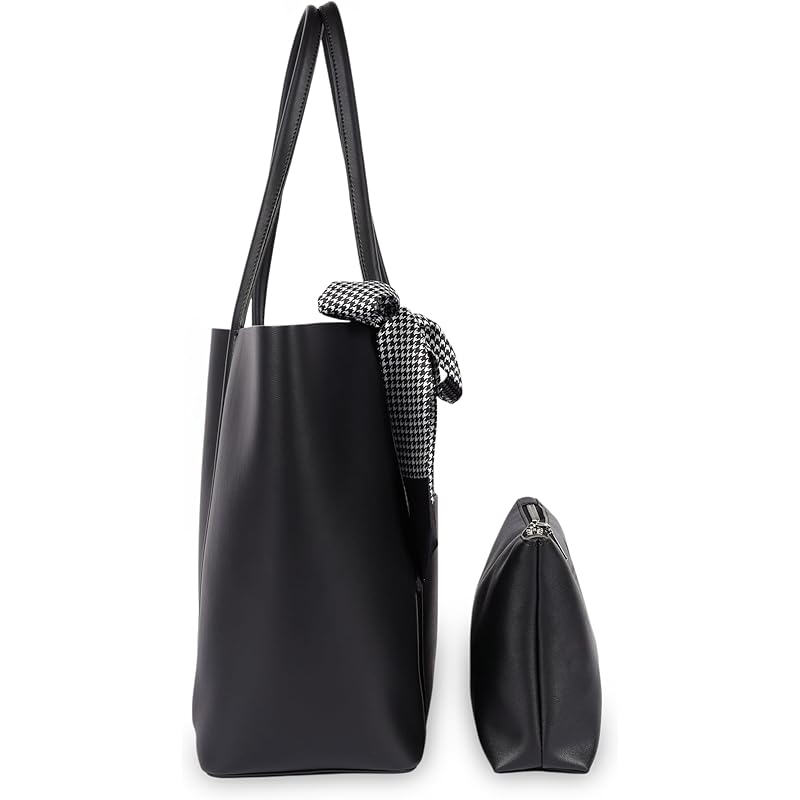 VOYAGER PARIS The Essential Office Tote bag for women | 15.6 inch laptop handbags for woman | Premium Vegan leather tote чёрный