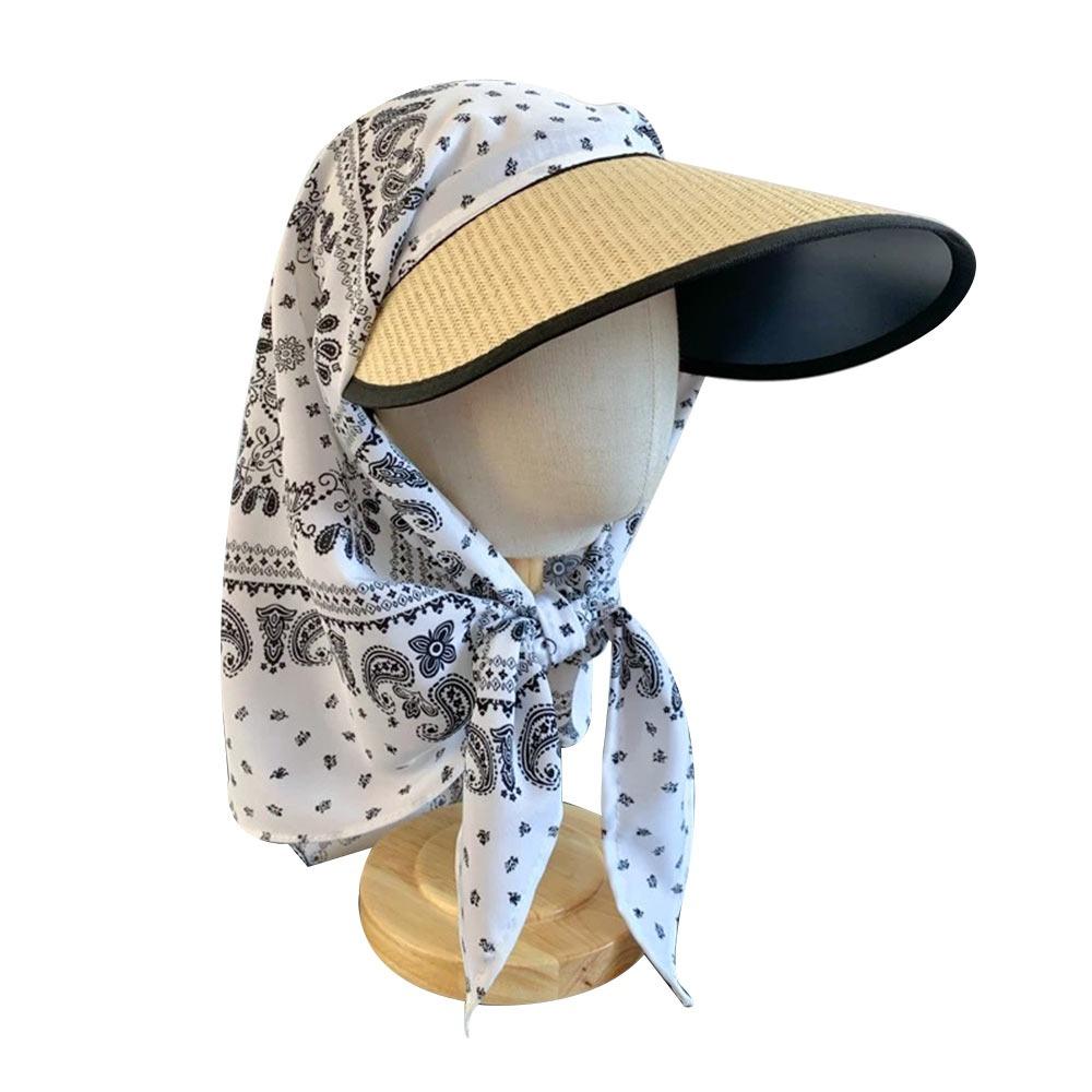 Fashion Empty Top Summer Beach Hat Anti-UV Breathable Headscarf Sunscreen Hat Korean Portable Visor Women Girls