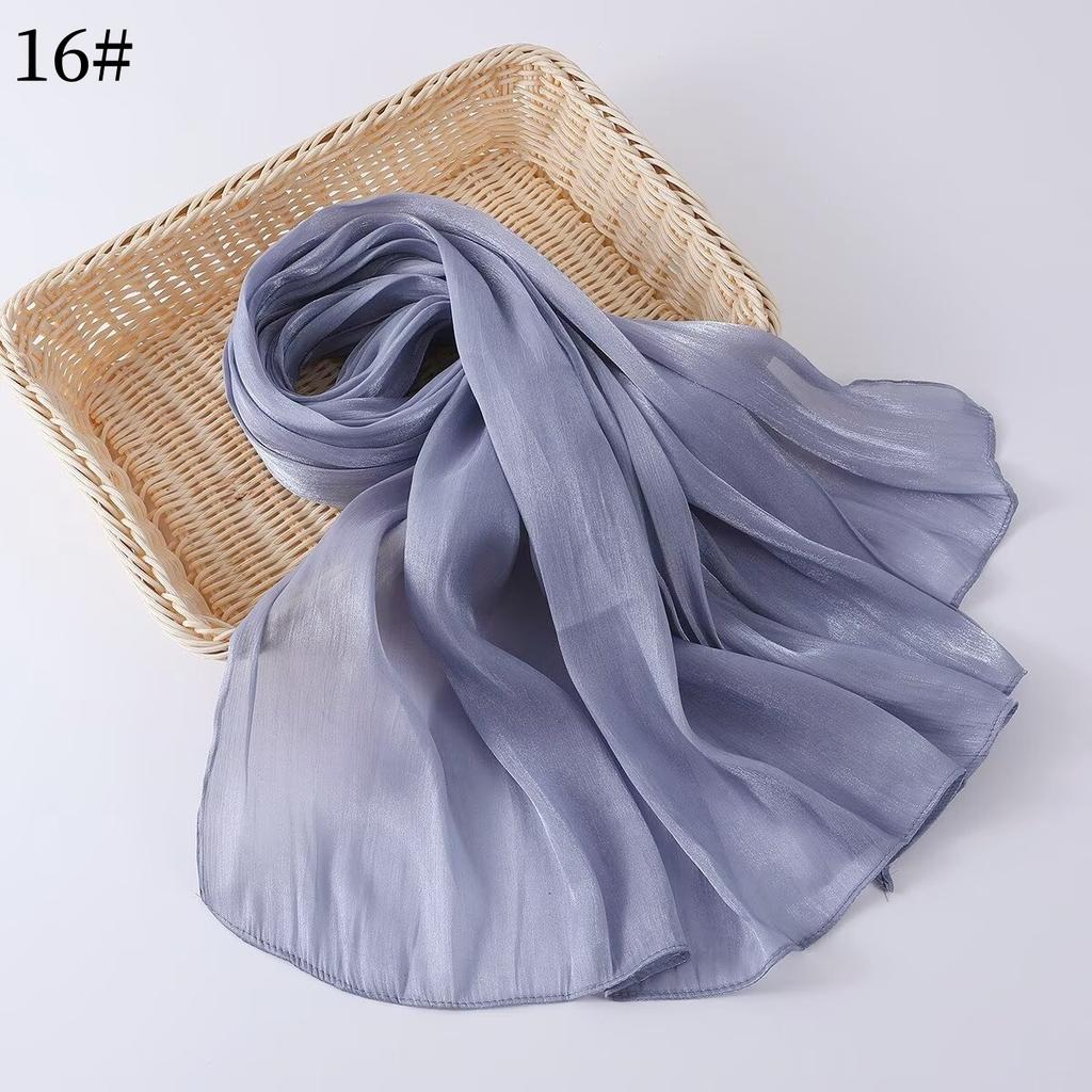 35 Colors Women Hijab Scarf Shiny Muslim Long Scarves Light Weight Soft Turban Shawl Organza Satin Shimmer Scarf