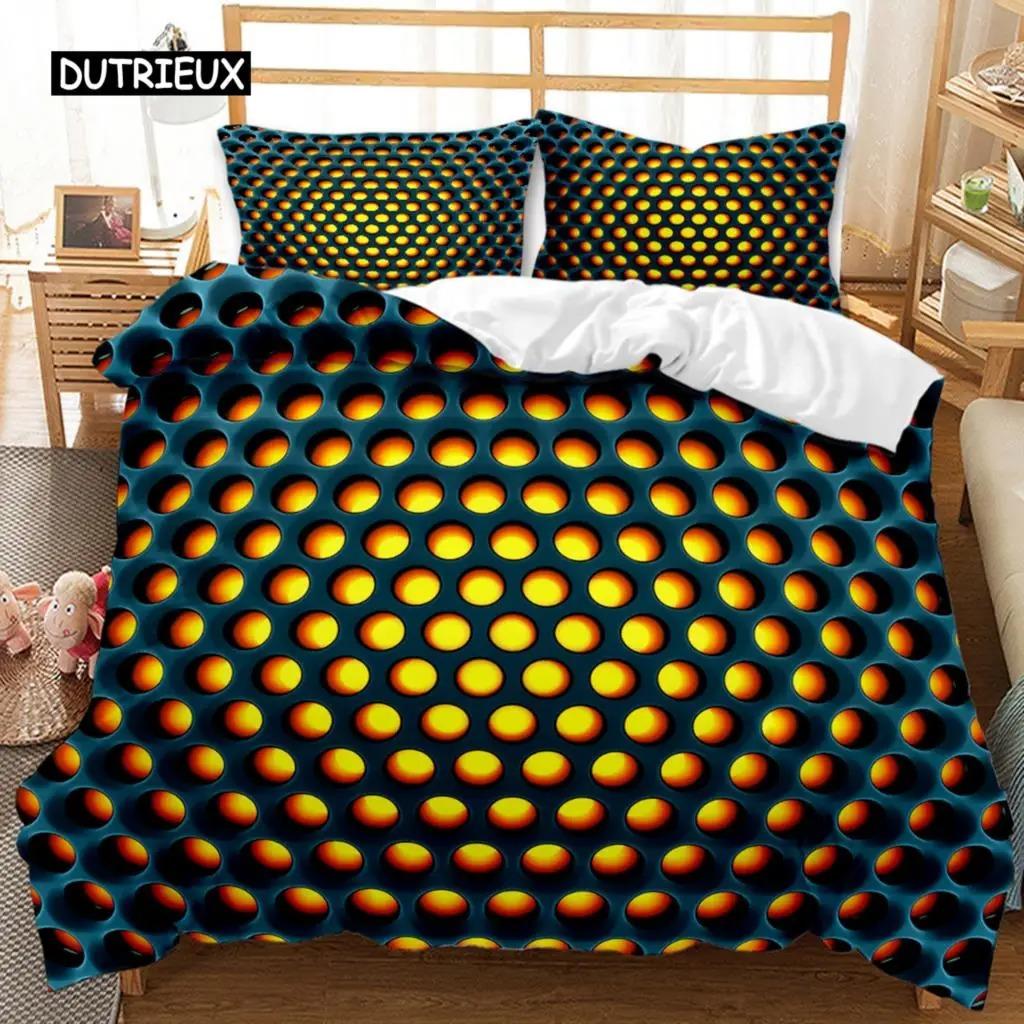 Honeycomb Hole Duvet Cover Set Geometric Print Twin Bedding Set S