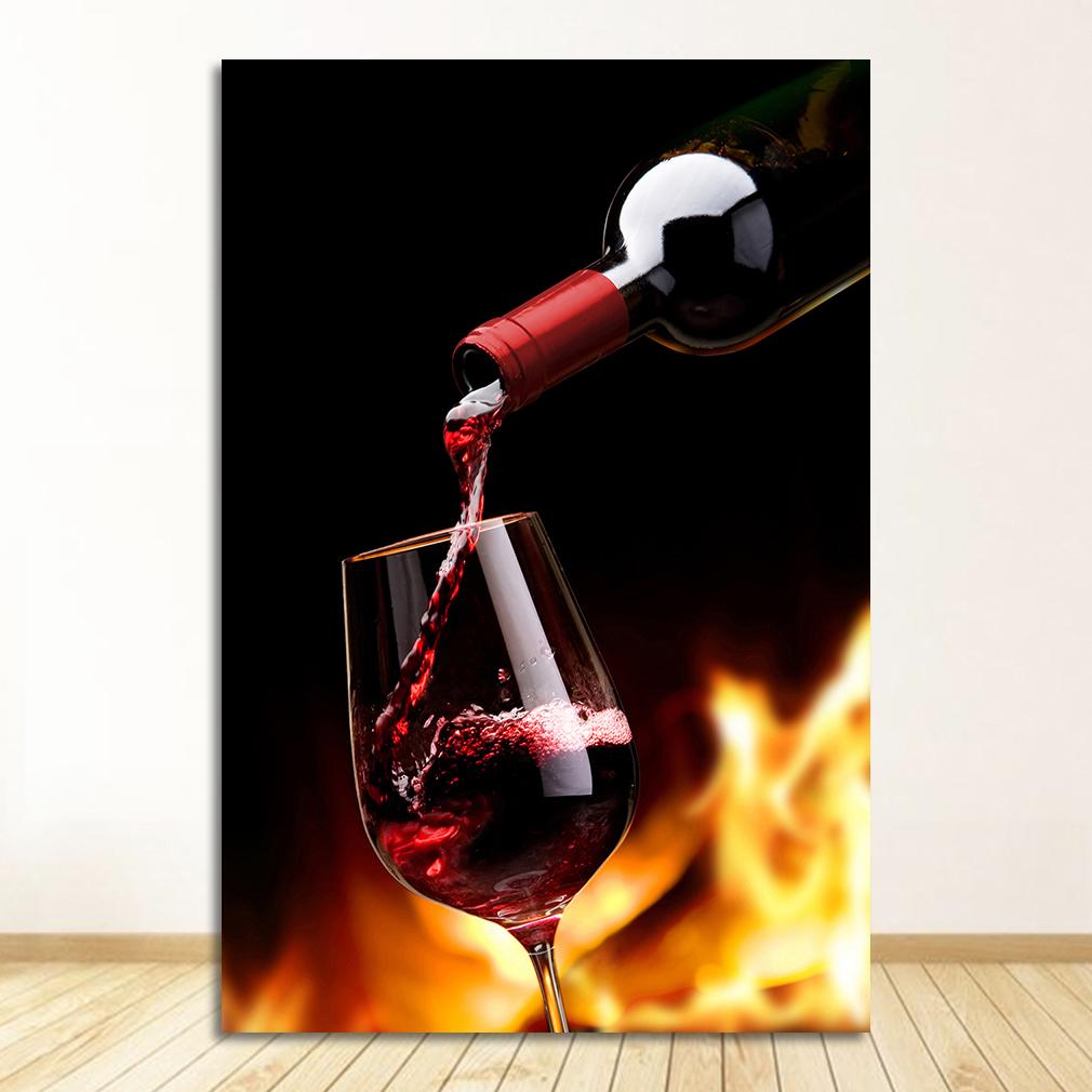 Poster Modern Canvas Art Bar Restaurant Kitchen Wall Decoration Dinning Living Room Decor Red Wine Glass Oil Painting Prints