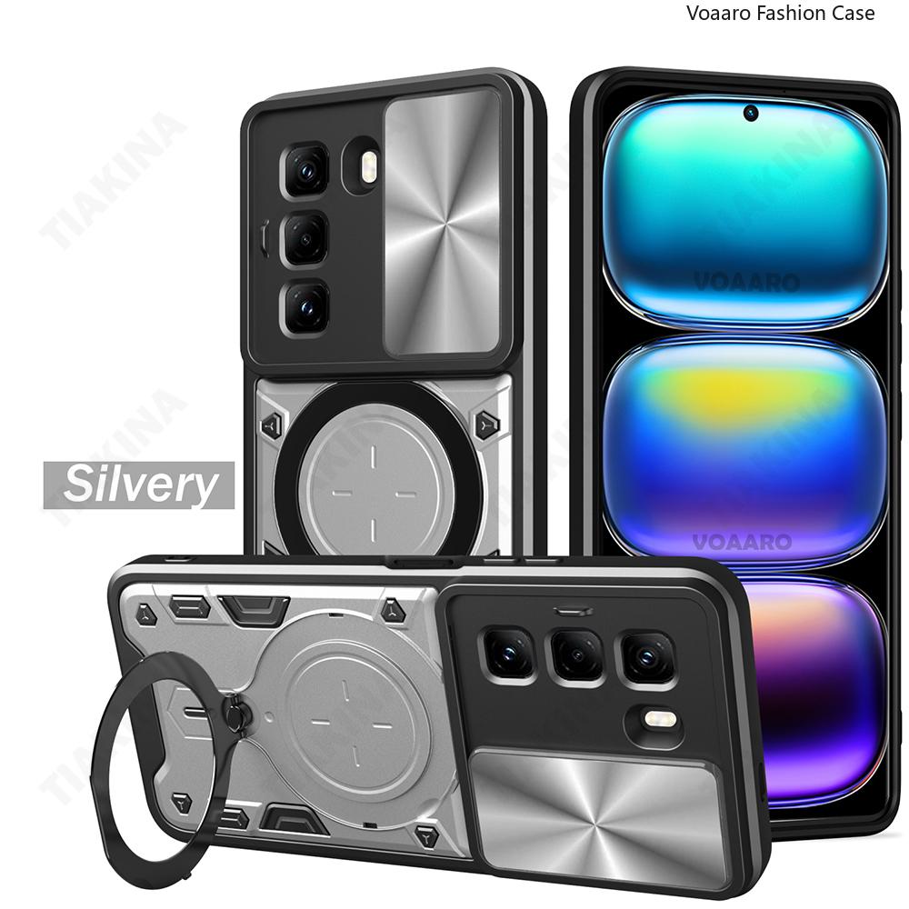 Slide Lens Armor Funda for Infinix Hot 50 5G Case for Infinix Hot 50 Pro Plus 5G Case Magnetic Rotate Ring Stand Holder Cover
