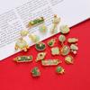 2Pcs Glass Alloy Inlaid Jade Pendant Safety Buckle Cloud Lock Pendant Handmade DIY Bracelet Necklace Antique Clothing Accessories
