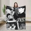 Super Warm Blankets Camping Kpop Ateez Choi San Throw Blanket Flannel Bedspread For Outdoor Novelty Sofa Bed Cover