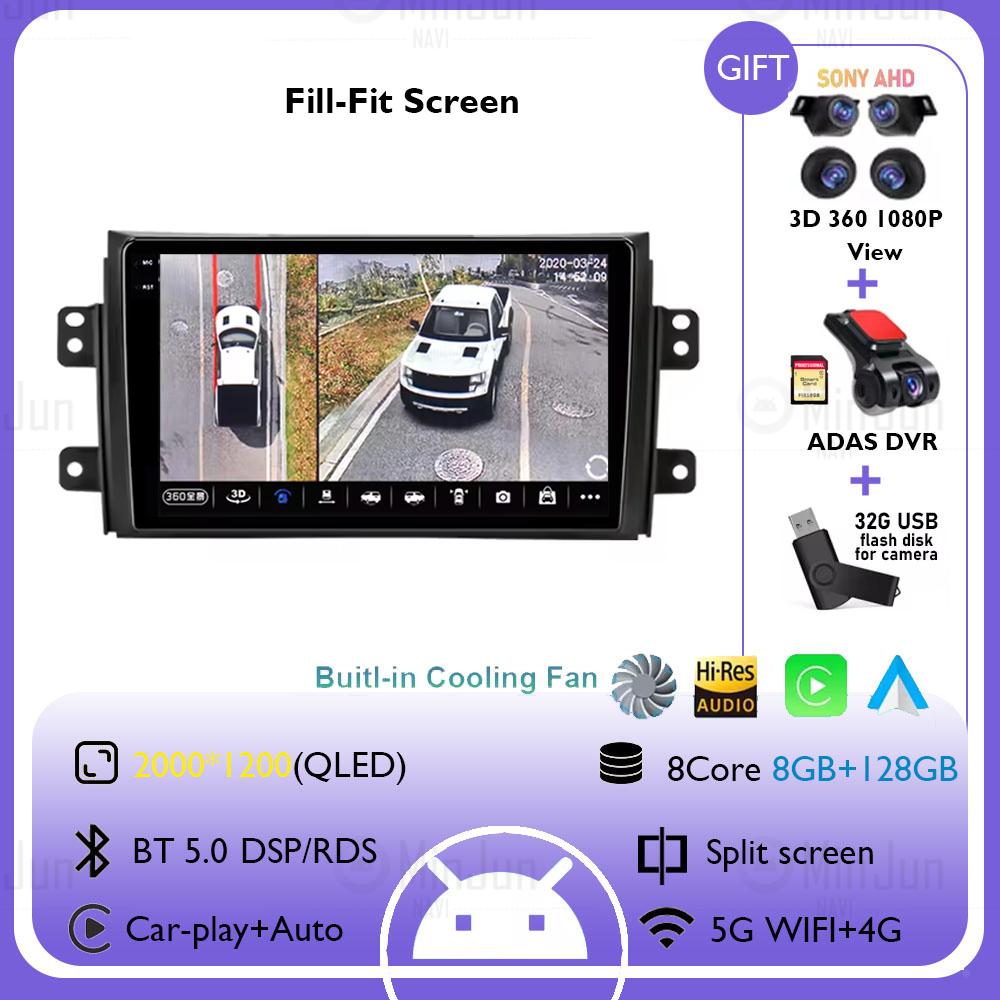 Android 14 for Suzuki SX4 2006-2013 Car radio For Fiat Sedici multimedia player Autoradio GPS navigation Carplay SWC HeadUnit